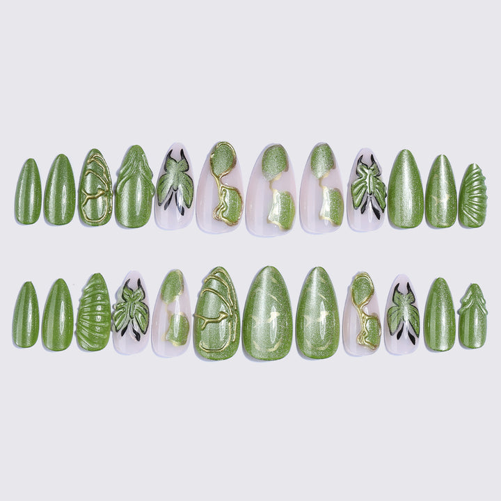 Creative Nail Art Set with Insect and Leaf Patterns Bowlift