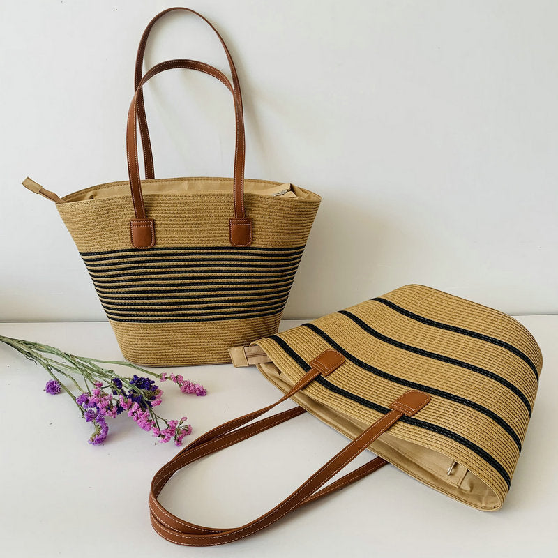 Trendy Basket Bag with Elegant Leather Accents Bowlift