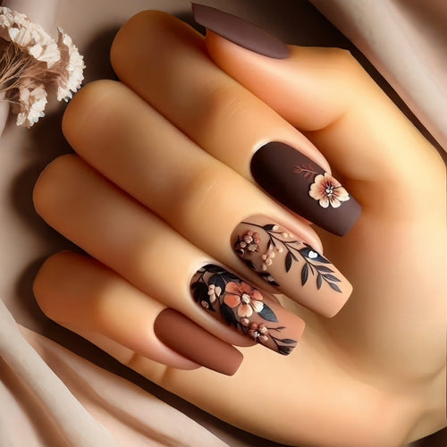 Fake Nail Set with Elegant Floral Designs Bowlift
