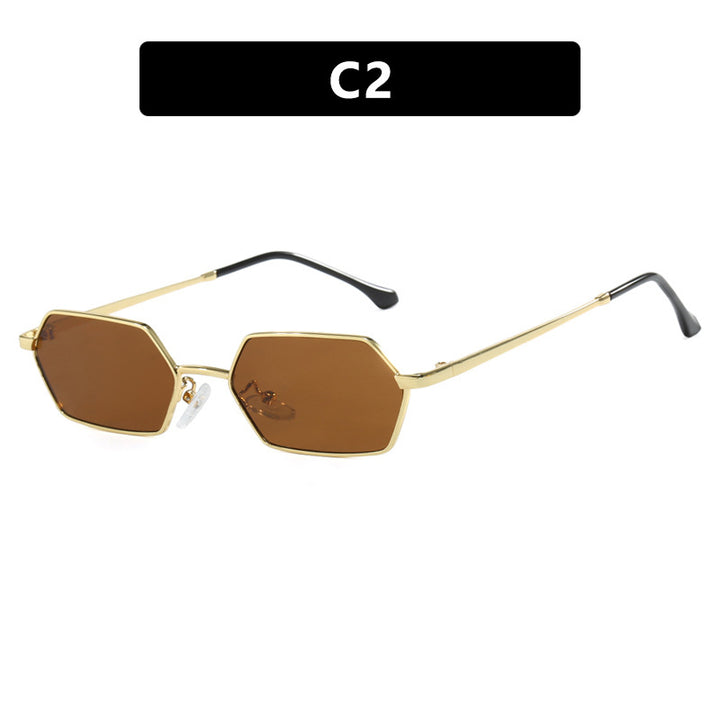 Women's hexagonal sunglasses with elegant metal frame and UV protection Bowlift