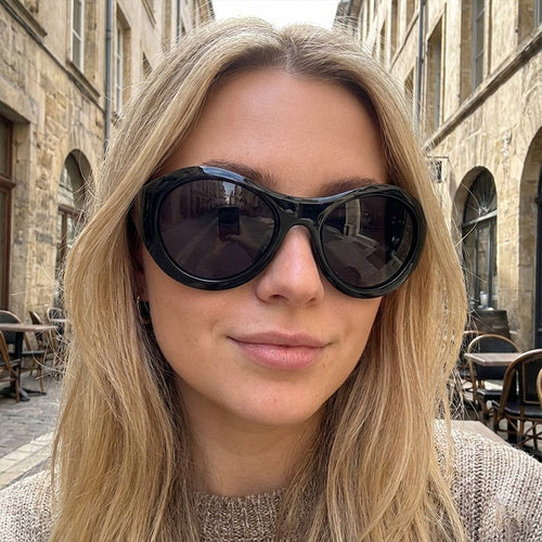 Ladies Fashion Oval Sunglasses with Transparent Frame Bowlift