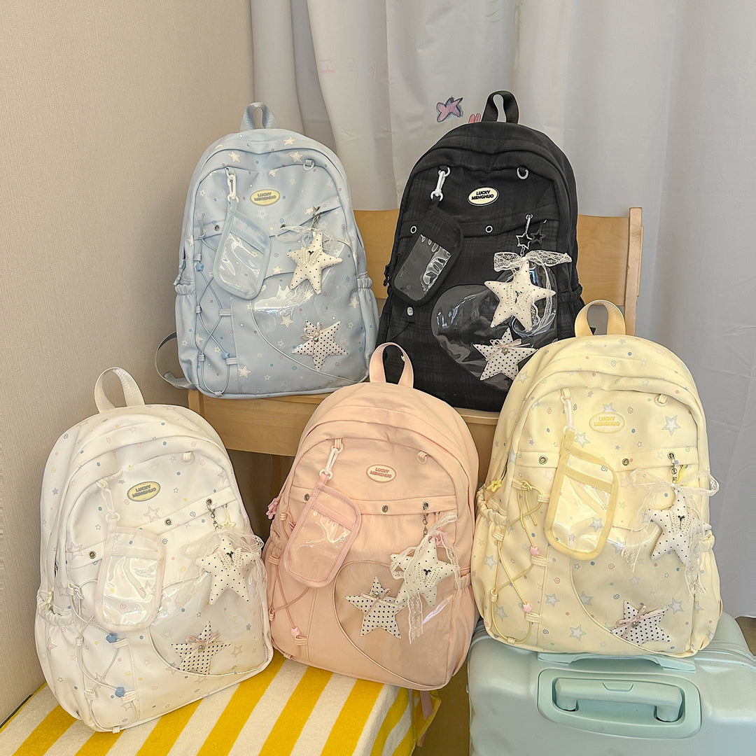 Heart-Appliqué Casual Backpack Bowlift