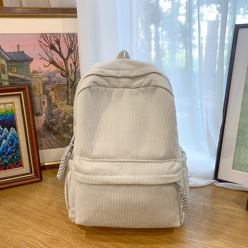 Textured Corduroy Laptop Backpack Bowlift