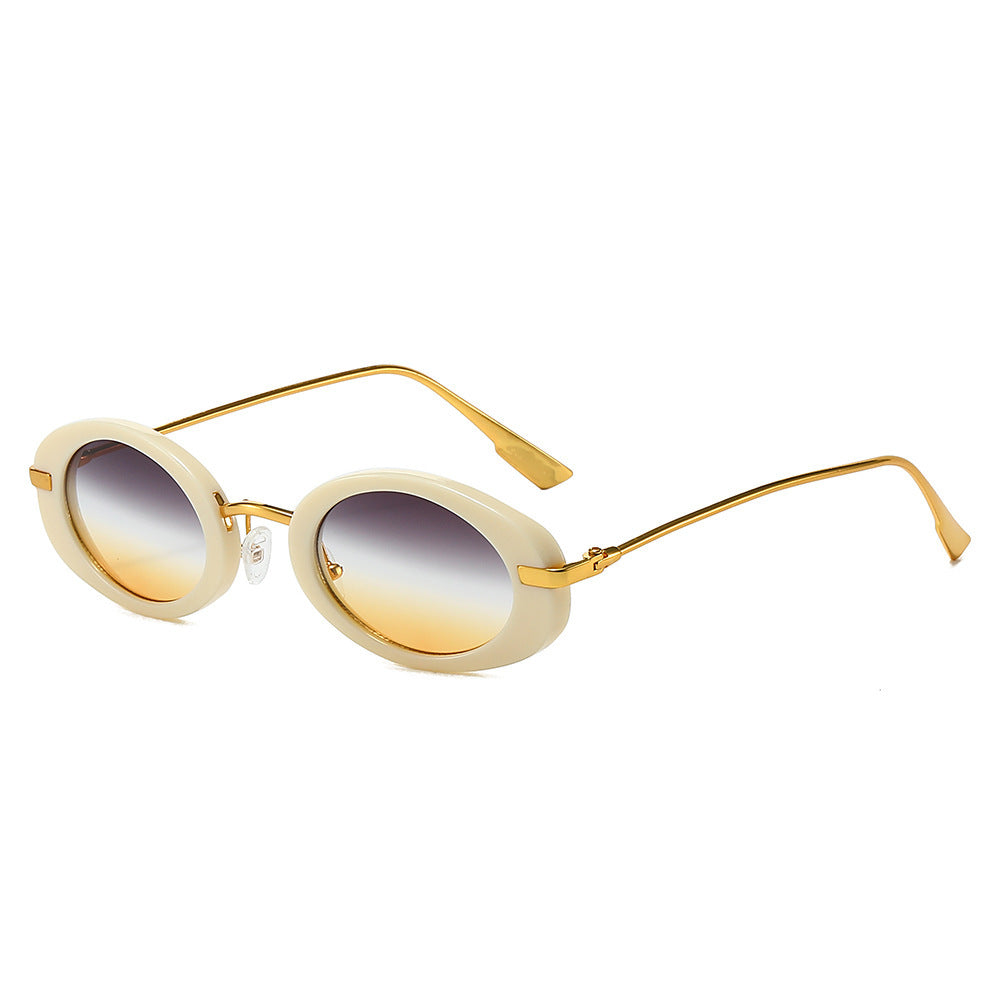 Vintage Oval Sunglasses with Metal Accents Bowlift
