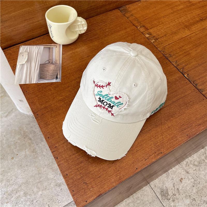 Women's Distressed Softball Mom Patch Baseball Cap Bowlift