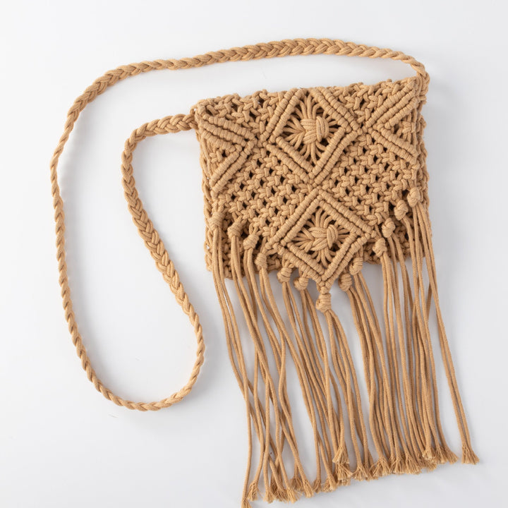 Macrame Shoulder Bag with Fringes Bowlift