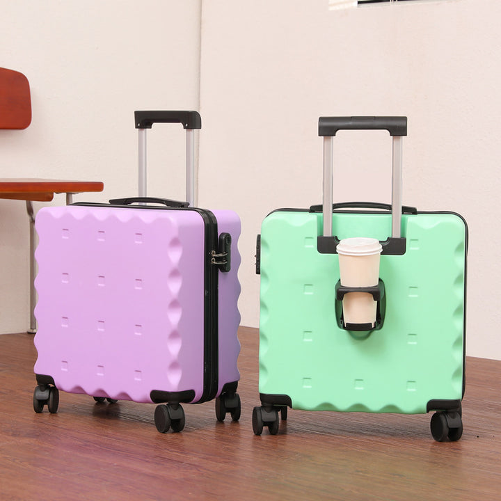 Compact Beverage Holder Rolling Suitcase Bowlift