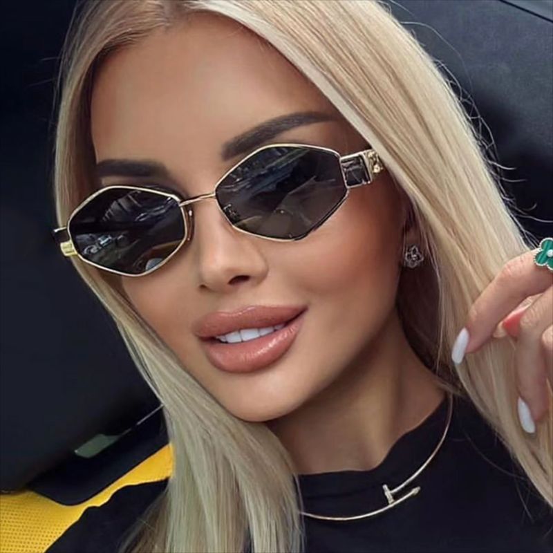 Women's hexagonal designer sunglasses with innovative metal frame Bowlift
