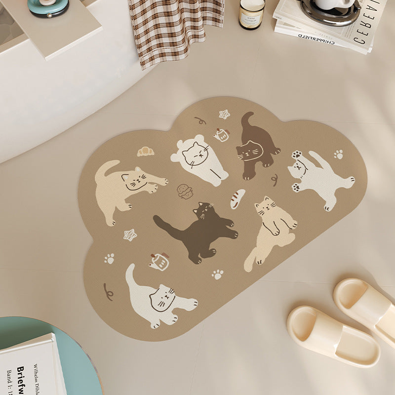 Adorable Cat-Themed Bathroom Mat