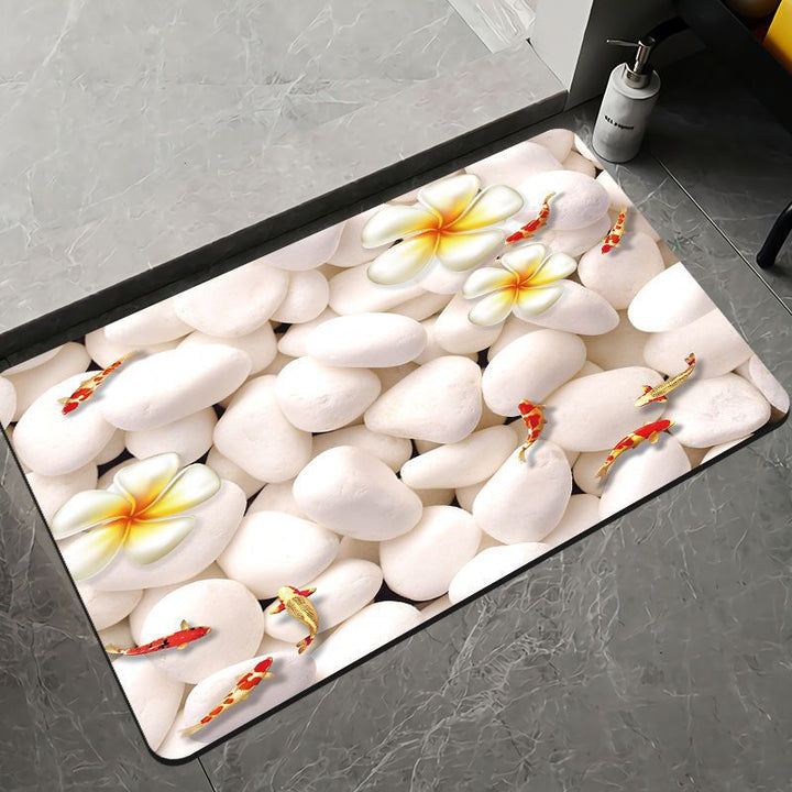 Elegant Floral Design Bath Mat Bowlift