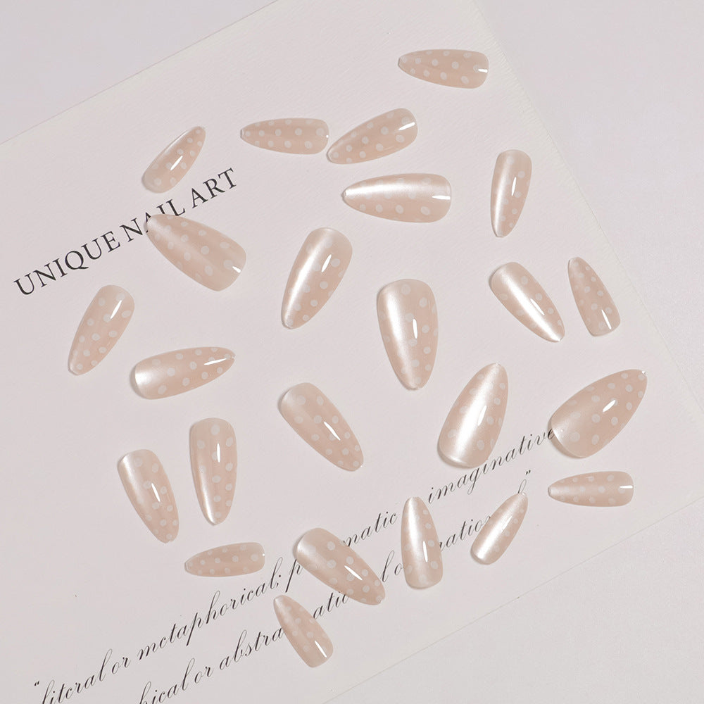 Artistic Press-On Nail Set with Polka Dot Design Bowlift 1787225399