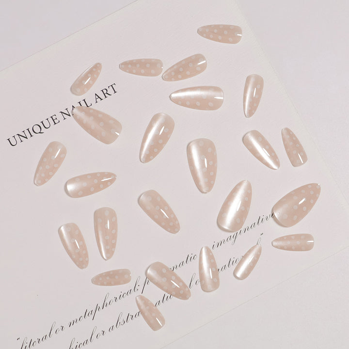 Artistic Press-On Nail Set with Polka Dot Design Bowlift 1787225399