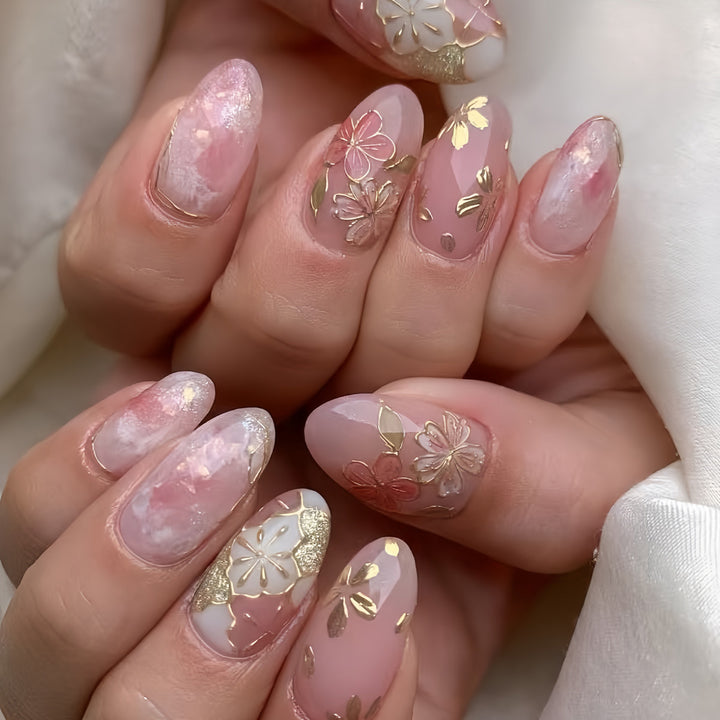 Floral Elegant Press-On Nail Art Set Bowlift