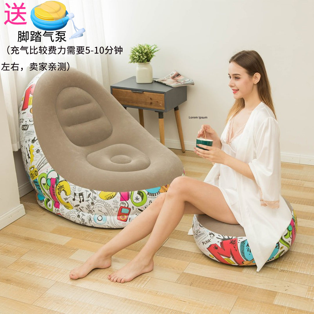 Women Inflatable Comfort Bean Bag Chair with Footrest Bowlift