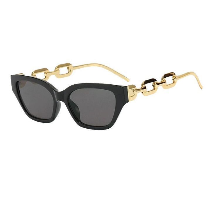 Chic Cat-Eye Sunglasses with Statement Chain Bowlift