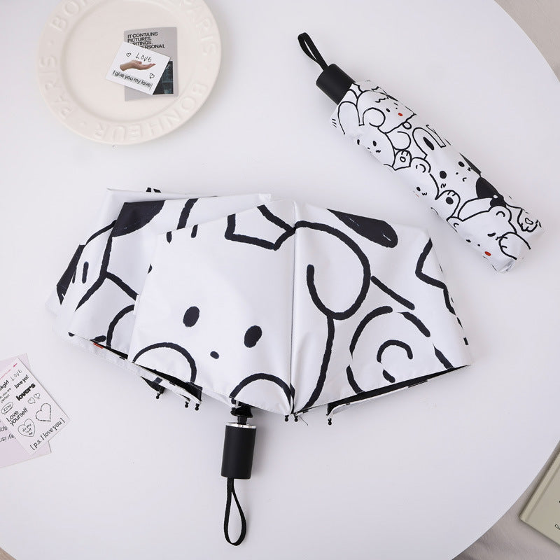 Ladies innovative folding umbrella with gentle leaf design and practical carrying pouch Bowlift
