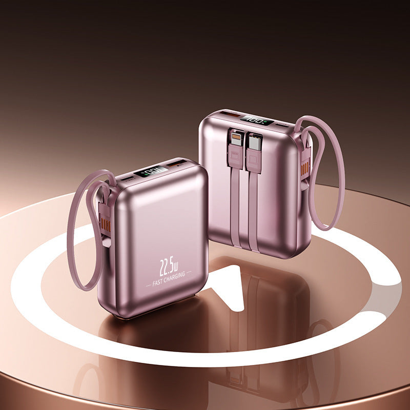 Portable power bank with fast charging function and integrated cable system Bowlift