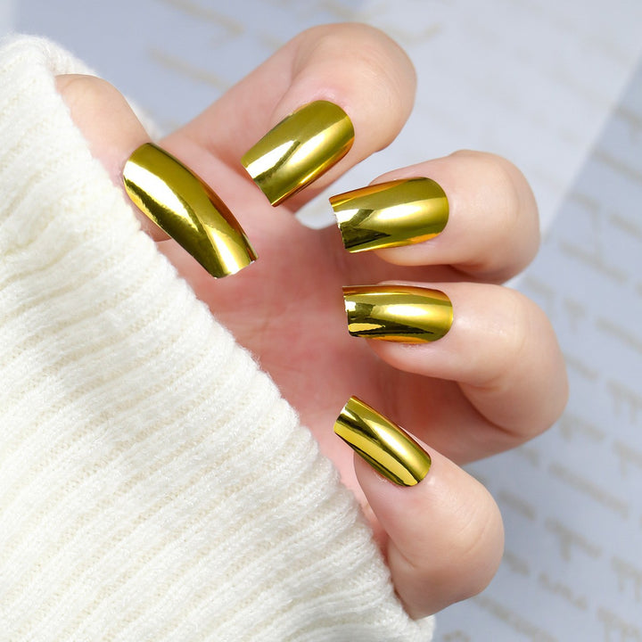 Chrome Finish Press-On Nails Bowlift