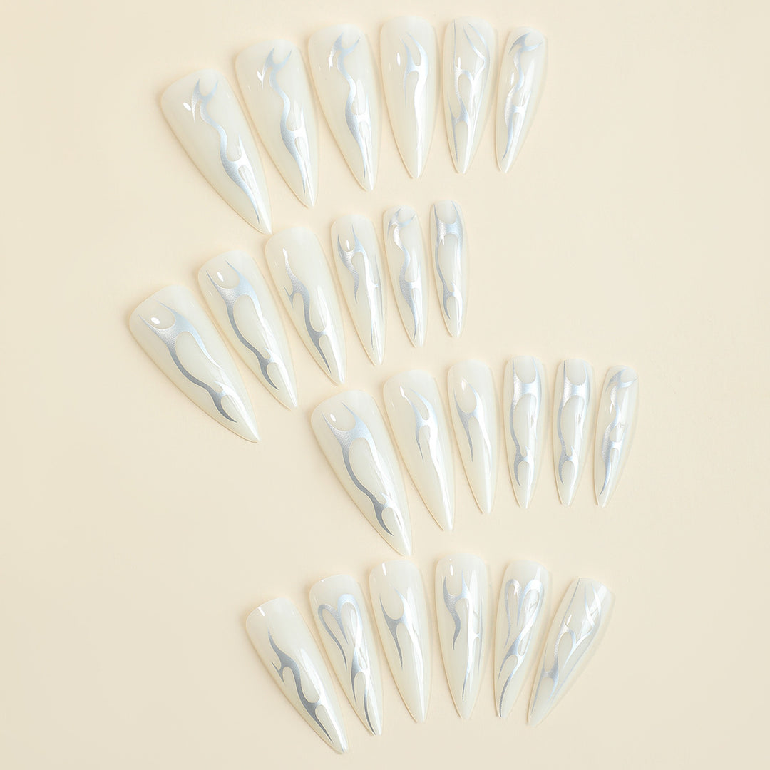Creative nail set with pointed artificial nails and accessories Bowlift