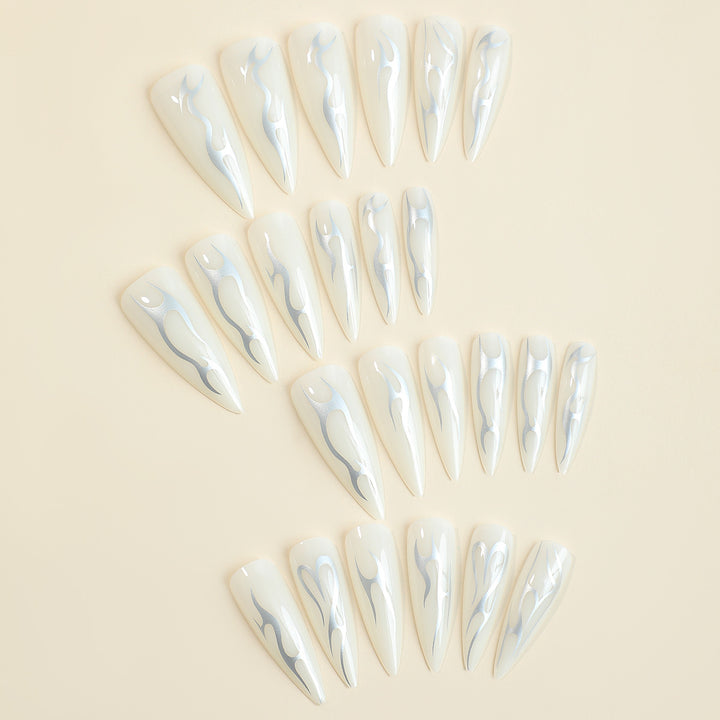 Creative nail set with pointed artificial nails and accessories Bowlift