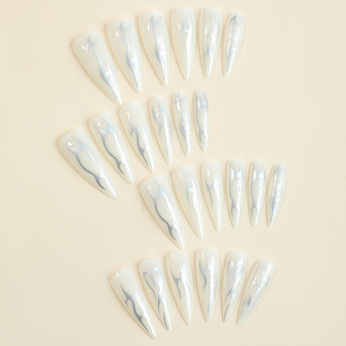 Creative nail set with pointed artificial nails and accessories Bowlift