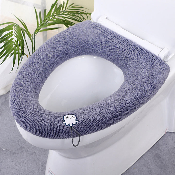 Plush Microfiber Toilet Seat Cover with Elastic Anti-Slip Strap Bowlift