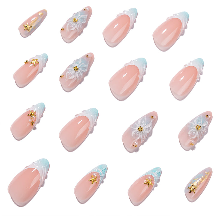 Artful stiletto nails with floral and glamorous accents Bowlift