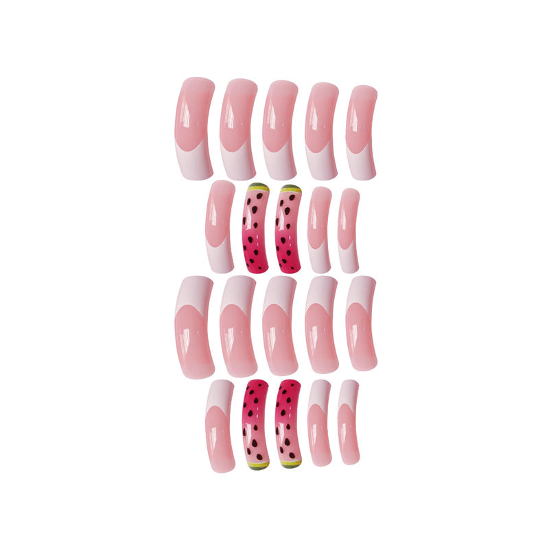 Playful Watermelon Themed Press-On Nail Art Bowlift