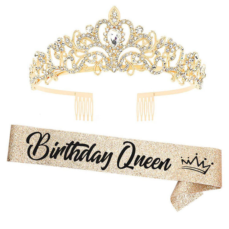 Women's festive birthday sash with glitter Bowlift