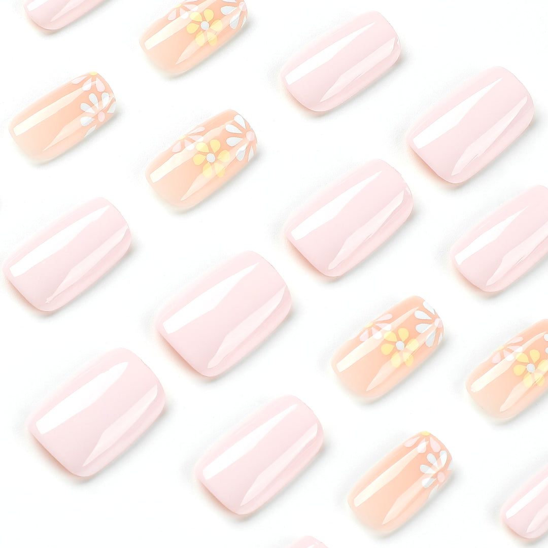 Artful nail extensions with floral decorations Bowlift