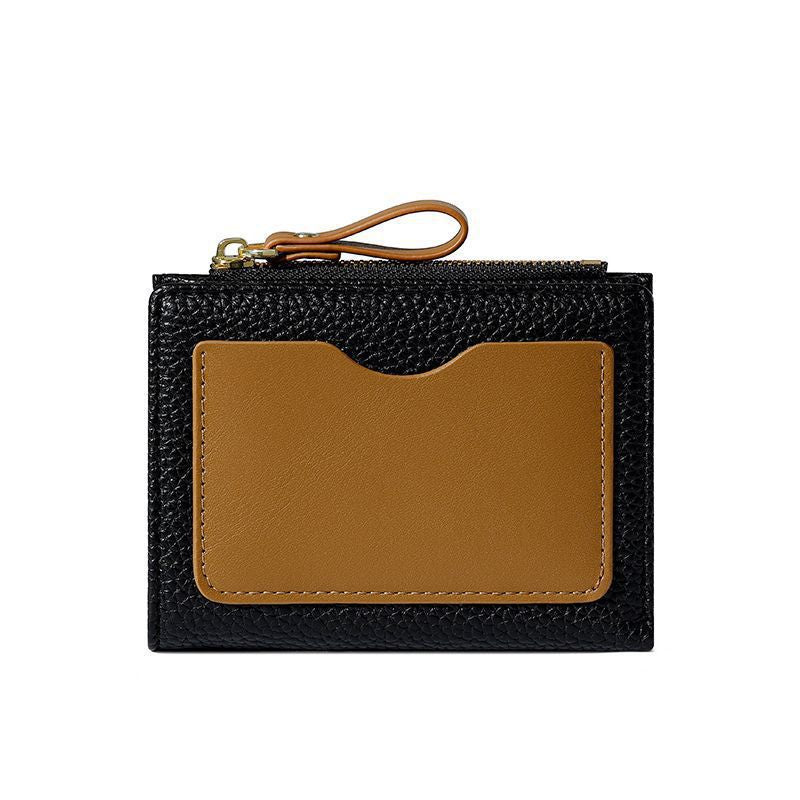 Textured  Leather Zippered Card Holder Bowlift