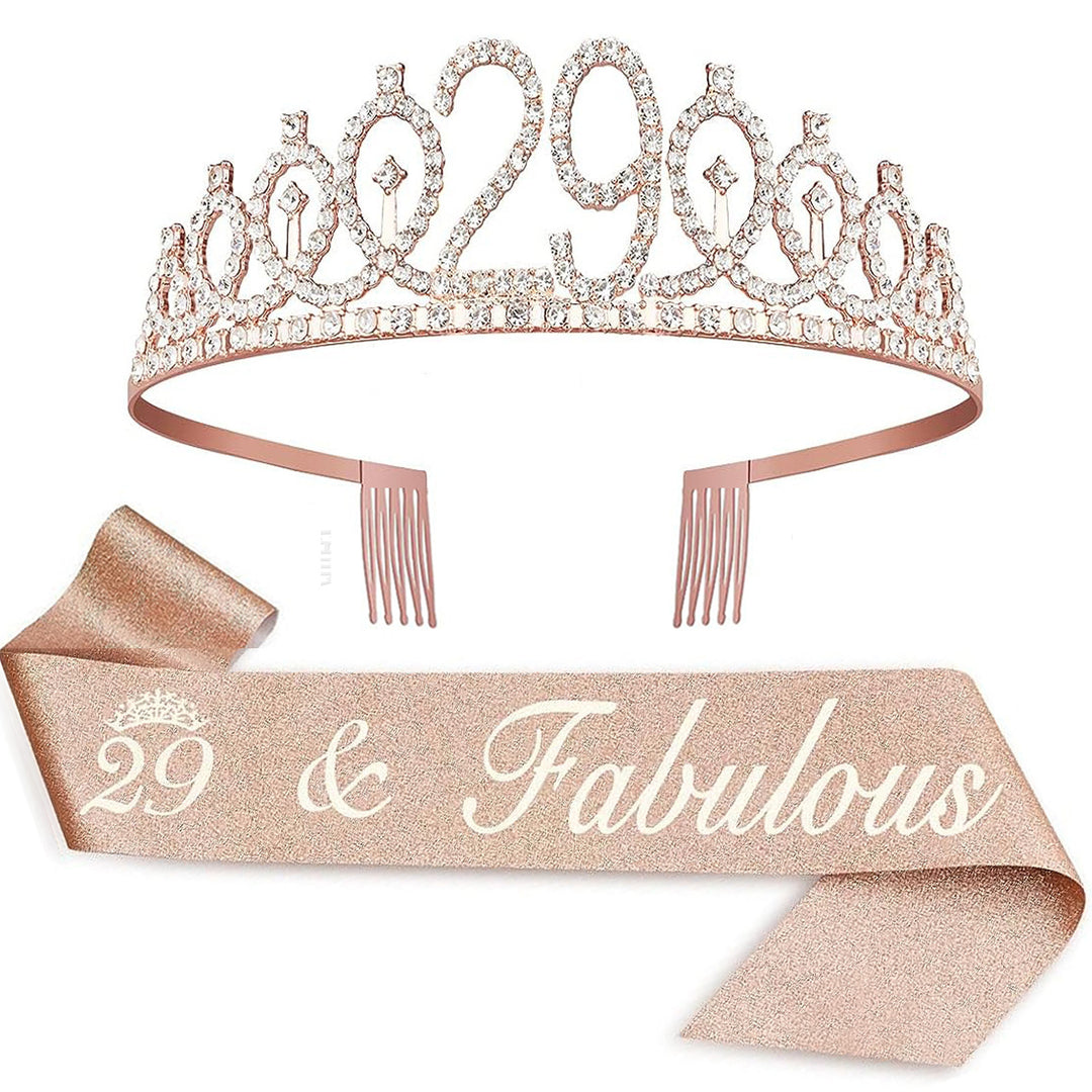 Ladies Crystal Princess Crown with 30 & Fabulous lettering Bowlift