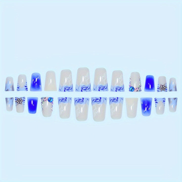 Decorative Press-On Nail Art Set with Gemstone Accents Bowlift
