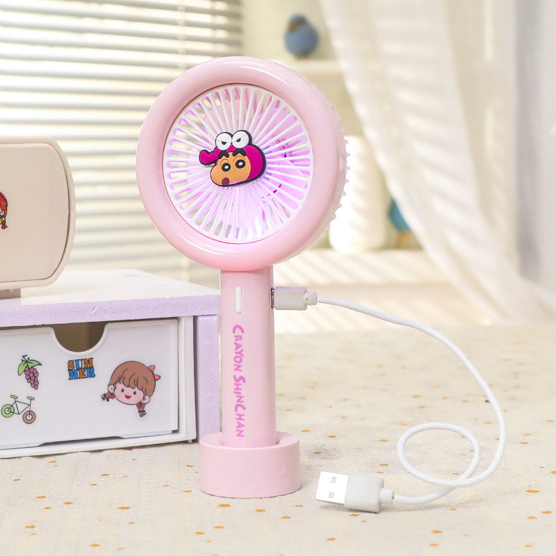 Women Portable Mini Fan with Integrated LED Light Bowlift