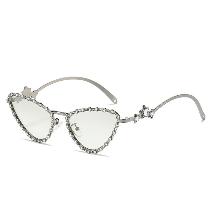 Glamorous Cat-Eye Sunglasses with Crystal Accents Bowlift