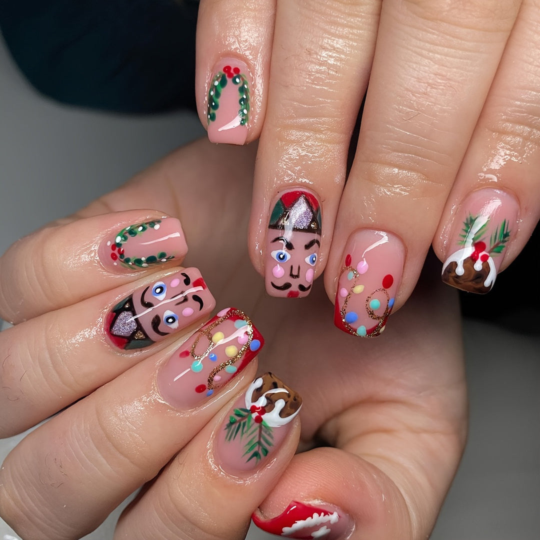 Artificial nail set with festive Christmas motifs Bowlift