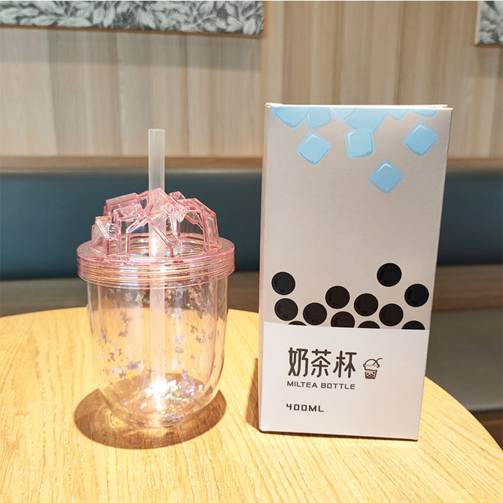Women's Glittering Drinking Cups with Straw Bowlift