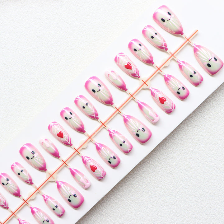 Whimsical Character Press-On Nail Art Set Bowlift