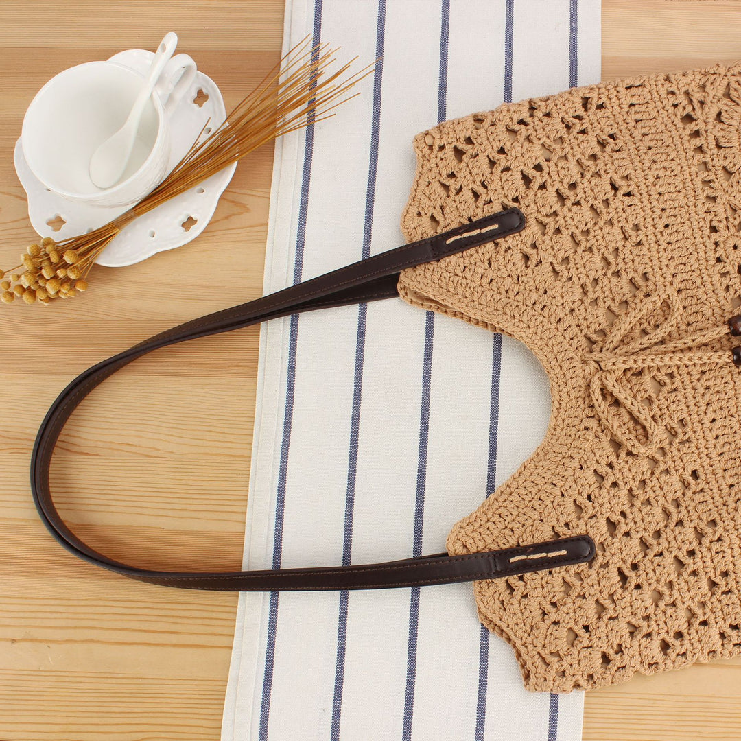 Handbag in Creative Macrame Design with Tassel Detail Bowlift