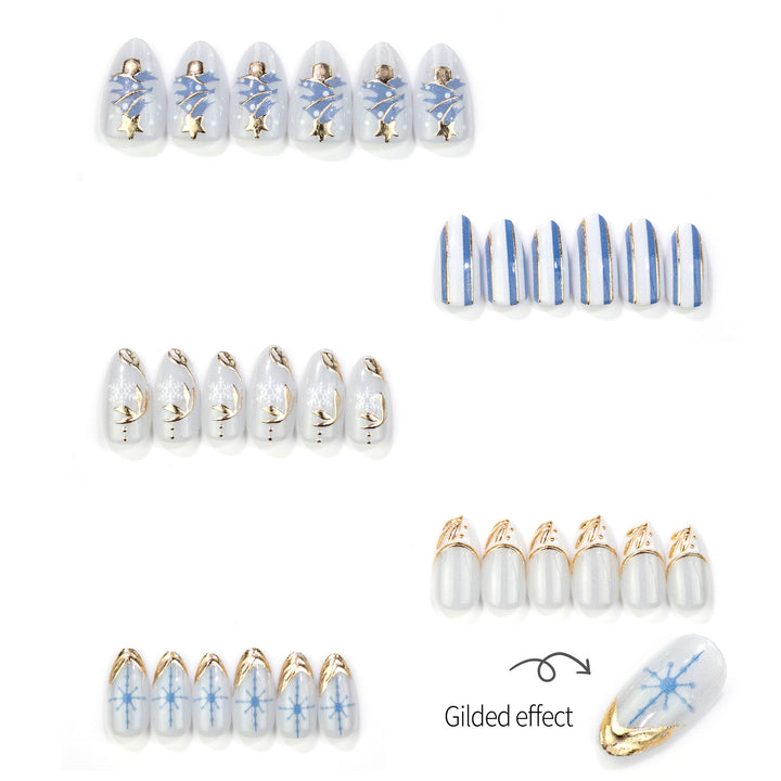 Winter-Themed Press-On Nail Set with Elegant Holiday Designs Bowlift