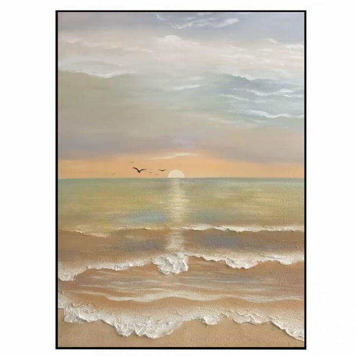 Textured Coastal Sunset Canvas Art