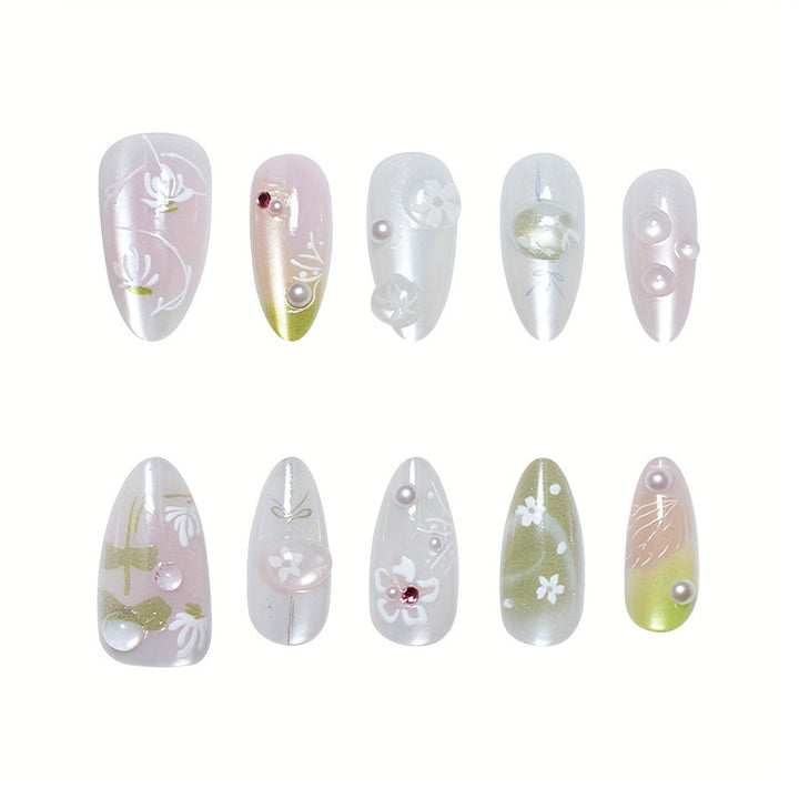 Floral Elegance Press-On Nail Set Bowlift