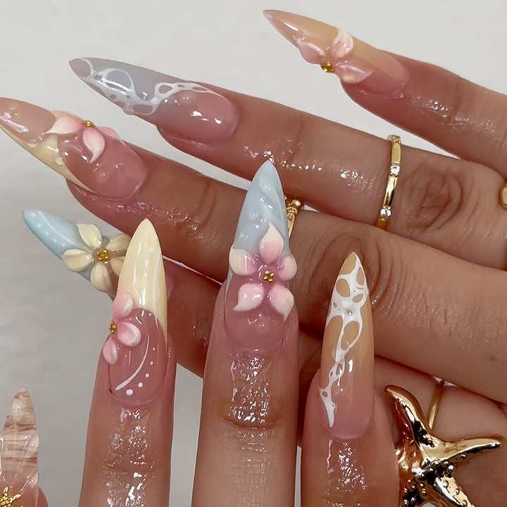 Premium Floral Art Press-On Nails Bowlift