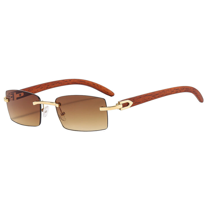 Stylish Wooden-Handled Square Sunglasses Bowlift