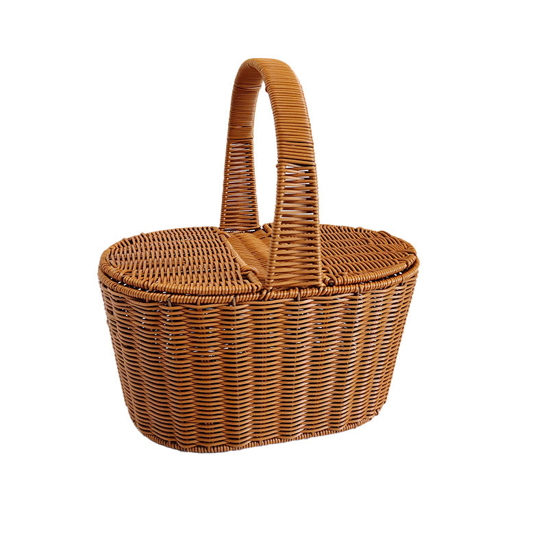 Elegant Woven Picnic Basket Bowlift