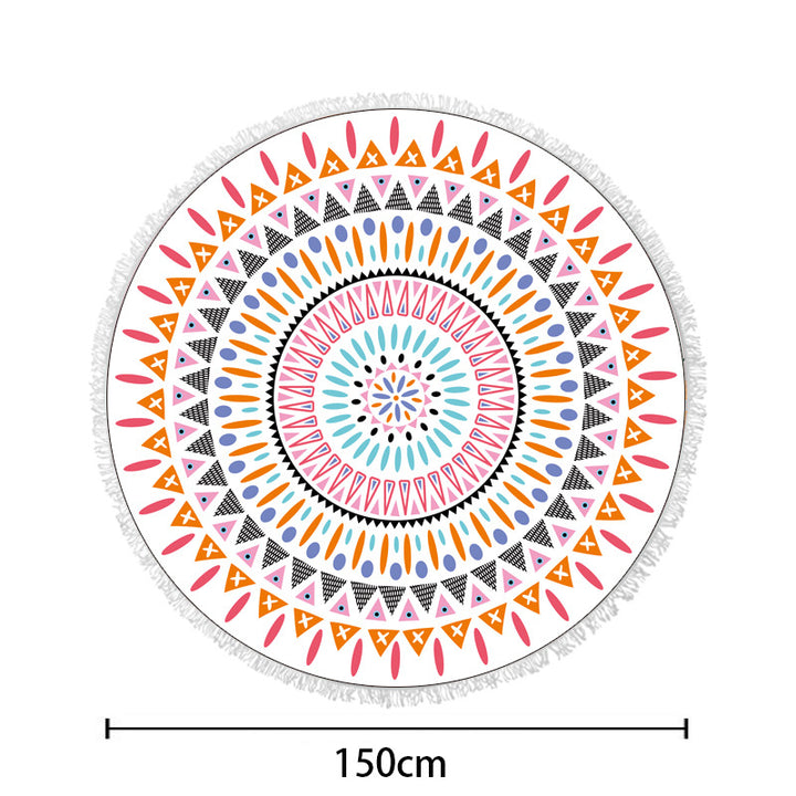 Round beach towel with artistic lotus motif Bowlift