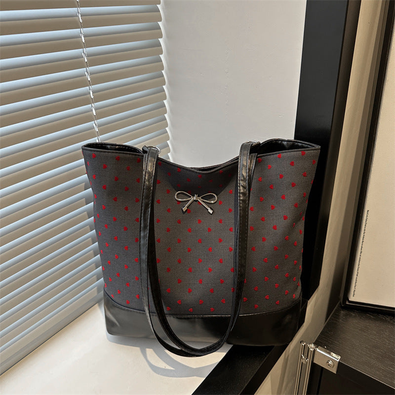 Heart-Embellished Canvas Tote Bag Bowlift