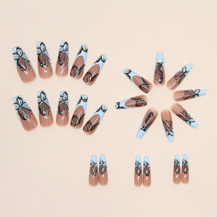 Artistic Butterfly Design Press-On Nail Tips Bowlift
