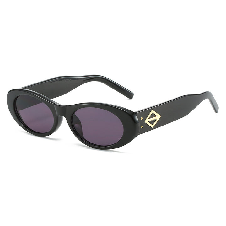 Vintage-Inspired Oval Frame Sunglasses Bowlift