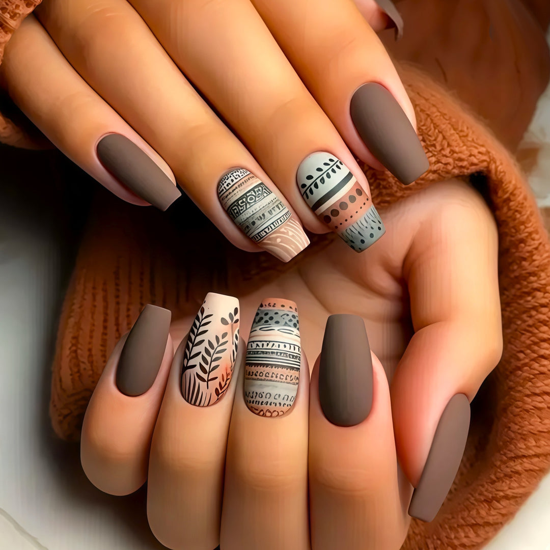 Floral Art Acrylic Nail Set Bowlift